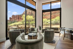 Floor to ceiling windows to soak in the red rock views