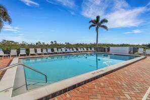 The condo community has a heated pool with sundeck and lounge chairs so you can enjoy the Florida sun, even when you're not at the beach!