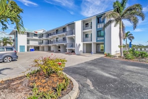 The condo is on the 2nd floor, above the ground level covered parking. Stairs and an elevator are available to take you up to the condo.