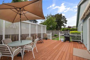 The deck is a perfect place to hang out and grill some delicious food.