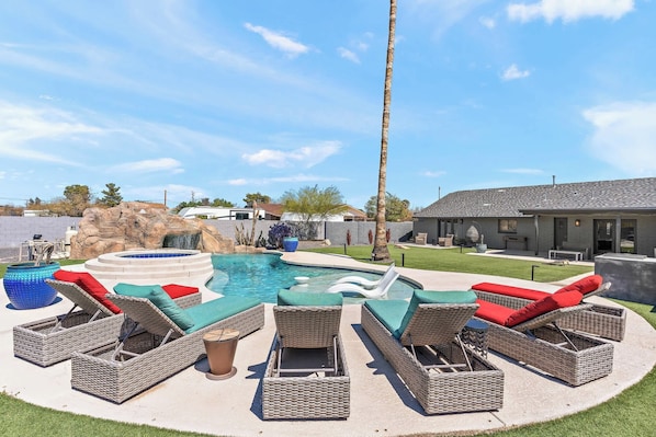 Our pool area features ample poolside loungers, perfect for basking in the sun or unwinding after a refreshing swim.