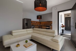 Modern Open-Plan Living Room with Kitchen
