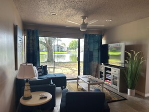 The lake is just outside your patio door!