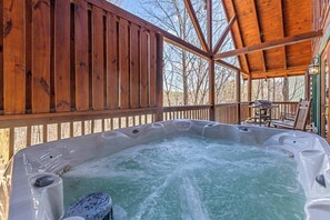 Bask in bubbling bliss in the private hot tub