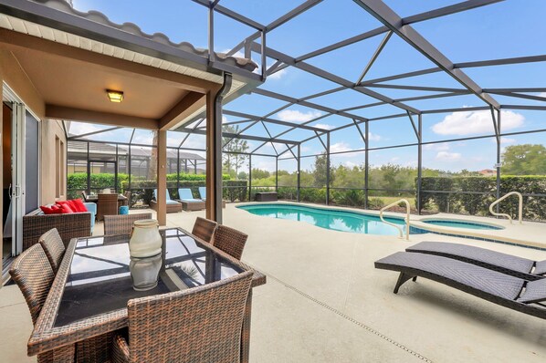 Chic Breakfast Nook with Pool Views