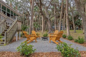 Newly added firepit for a coastal night of relaxation!