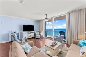 Living Area with Large Screen Smart TV