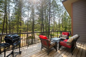 Private balcony/deck with outdoor seating and a BBQ on a fitted gas line for endless grilling possibilities.