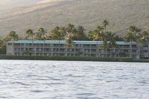 View of the A building from kayak. 