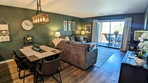 Living area with access to back deck