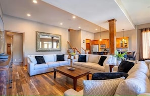 Enjoy ample seating in the two living areas, complete with full kitchens on each level, a game room and beautiful views throughout.