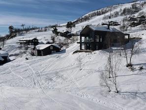 Ski in/ ski out facilities. Gondola in the background