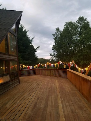 Large Deck great for group meditation, yoga, + large banquet events and dinners