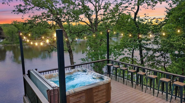 Hot tub overlooking the Rock River