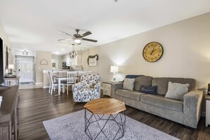 Curl up in the comfy living room & enjoy a movie night at home