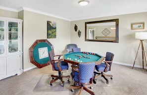 Front room game area with interchangeable game table.