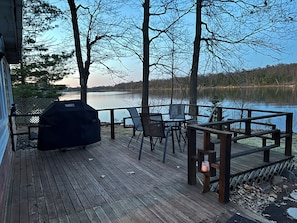 Waters edge is 30 feet from expansive deck