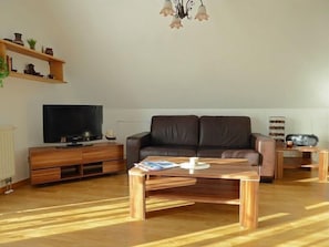 Ledersofa mit Ferneher (SAT-Anschluss)