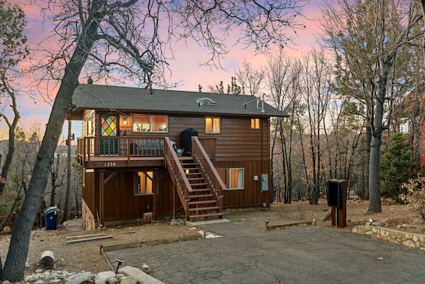 Convenient parking space available in front of the cabin, accommodating up to three cars.