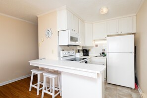 View into the kitchen from living room