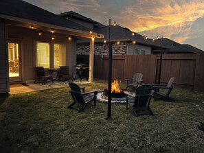 Firepit and patio with grill