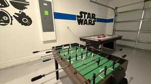 Garage turned games area