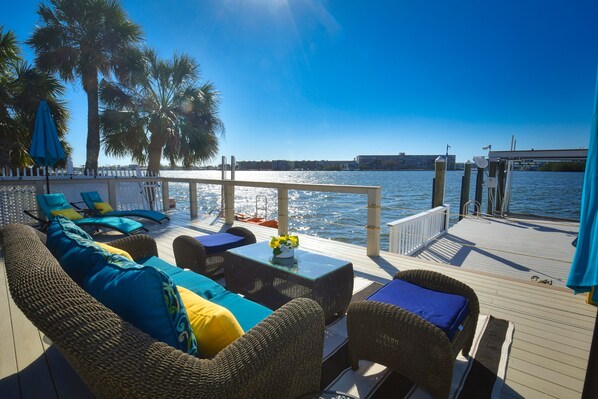 Dock/deck with outdoor seating to enjoy the view