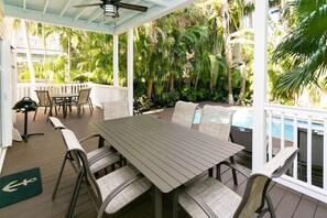 Enjoy all meals on the private back deck overlooking your own pool