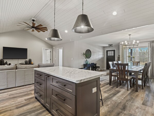 Gathering Space has plenty of seating, nice A/C and a big fan for comfort.