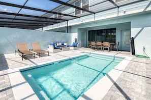 Dive into our private swimming pool