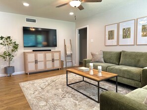 Living room with 65" smart tv