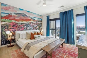 Master bedroom with king bed, Smart TV, ensuite bathroom