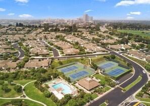 Community tennis courts and pool