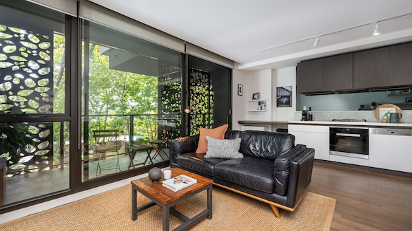 Light and bright living space leading out to the balcony