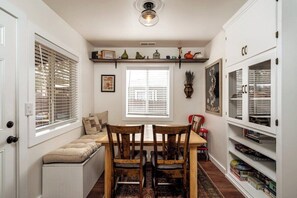 Gather around the custom dining table and bench, designed to comfortably fit your whole crew for shared meals and memorable moments. Choose from a variety of games, with options for both kids and adults, to keep the fun going long after dinner.