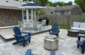 Gather around the firepit on the patio for smores in the evening