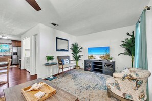 Wind down with a movie on the flat-screen TV