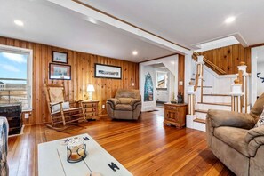 Gather in the cozy living area 