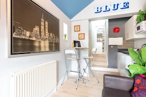 Living area in apartment 3, English Oak