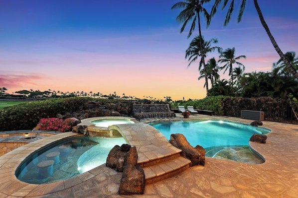 Take a refreshing dip in the pool while enjoying panoramic ocean and golf course views.