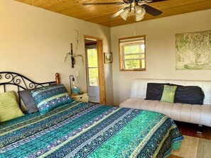 King Bed and Swedish Sleeping Couch (Slightly narrower then a double bed).