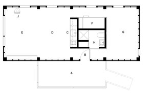 Plan form left living, dining, kitchenette, bath, deck w/entry, bedroom, bunks.