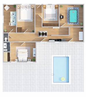 Floor plan layout with cowboy pool