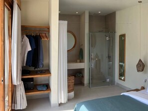 Bathroom is provided with intimacy curtain.