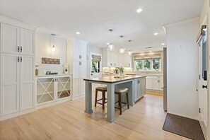Chef's kitchen with premium appliances and butcher block island