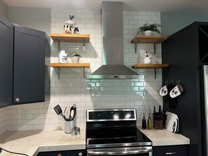 Fully accessorized kitchen.  
