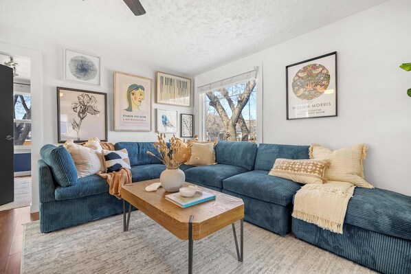Bright living area with natural light 