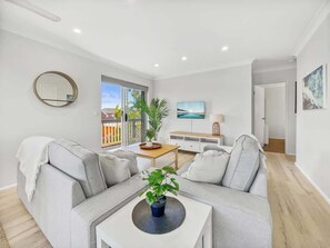 Comfortable sofas in the open plan living area