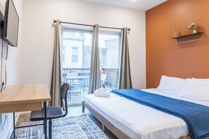 Retreat to tranquility in our carefully curated cozy bedroom, a comforting space to recharge #PeacefulSleep #CozyNightIn #TVinBed