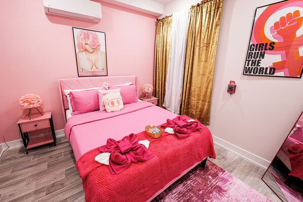 Retreat to a serene and thoughtfully designed bedroom that promises restful nights and peaceful mornings. Featuring a plush, cozy bed with soft linens and pillows, this space is your personal sanctuary after a long day. Calming tones, ambient lighting, and tasteful décor create an atmosphere of relaxation and comfort. Whether you're curling up with a good book, catching up on s...